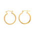 The 14k gold filled hoops earrings with a 1-inch round textured design are displayed against a plain white background.